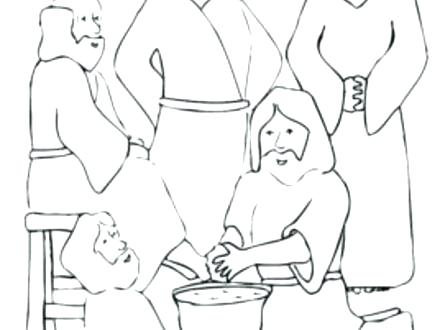 Jesus Washes The Disciples Feet Coloring Page Tells Disciple 440x330 Jesus Washes The Disciples Feet Coloring Page Tells Disciple