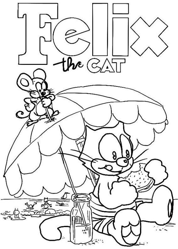 567x795 Felix The Cat Beach Cover Coloring Sheet Felix The Cat Coloring