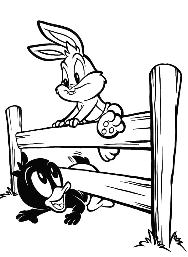 600x820 Little Daffy Duck Crawling Under Fence Coloring Pages