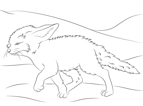 Fennec Fox Coloring Page Cute Fennec Fox Walks Coloring Page Free 480x358 Fennec Fox Coloring Page Cute Fennec Fox Walks Coloring Page Free
