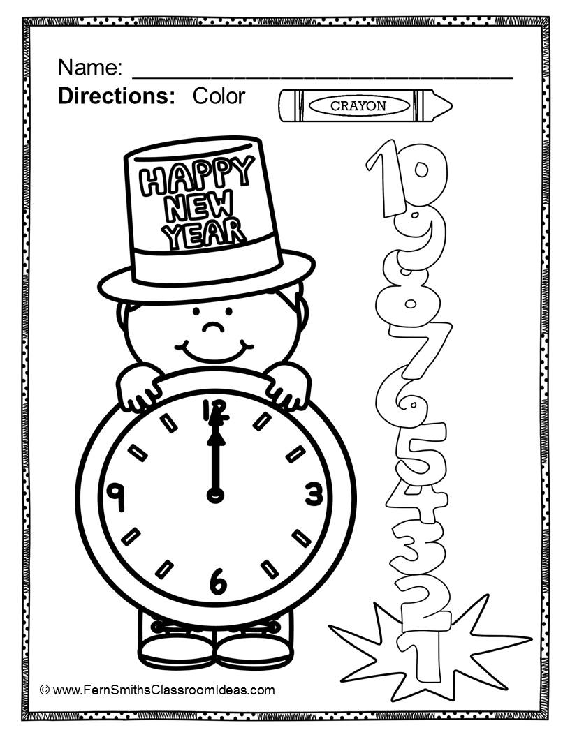 816x1056 Fern's Freebie Friday ~ Free Color For Fun New Years And Winter