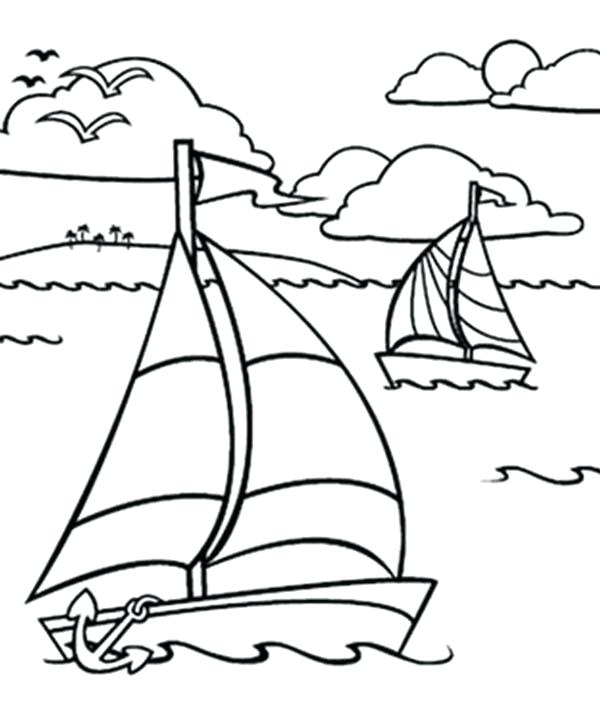 600x704 Sailing Boat In The Ocean Coloring Pages Batch Coloring Sailing