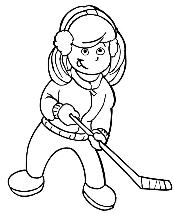 Girl Hockey Player Coloring Page 600x741 Girl Hockey Player Coloring Page