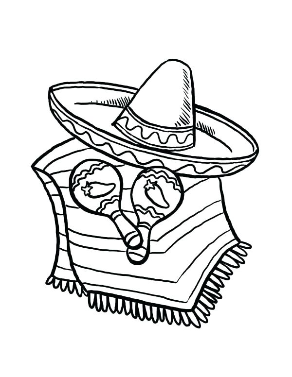 600x776 Sombrero Coloring Page Sombrero Coloring Page Fiesta Coloring
