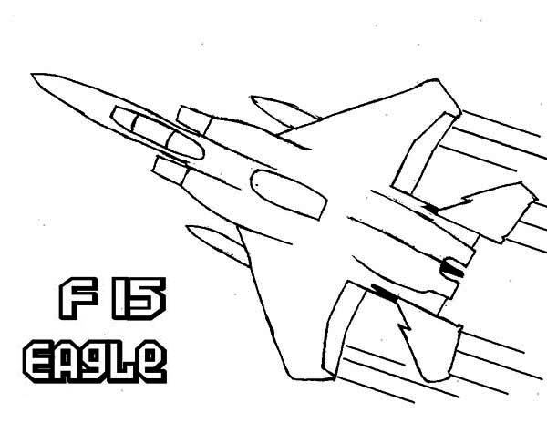 600x464 Airplane F15 Eagle Super Jet Fighter Coloring Page