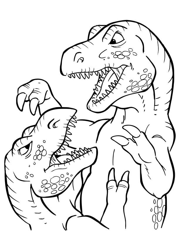600x785 T Rex Fighting Coloring Page Color Luna