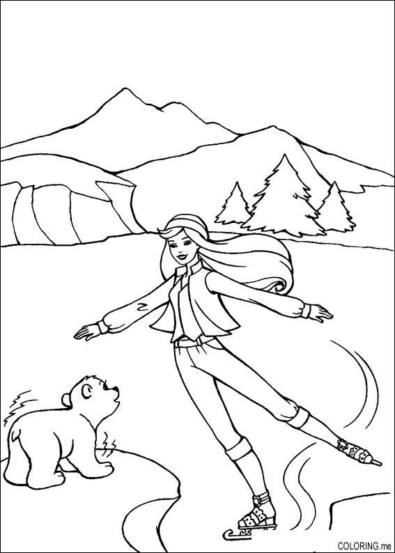Coloring Page Barbie Ice Skating 567x794 Coloring Page Barbie Ice Skating