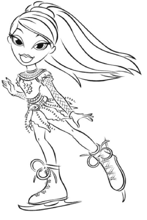Bratz Playing Ice Skating Coloring Pages Dance And Skating 500x748 Bratz Playing Ice Skating Coloring Pages Dance And Skating