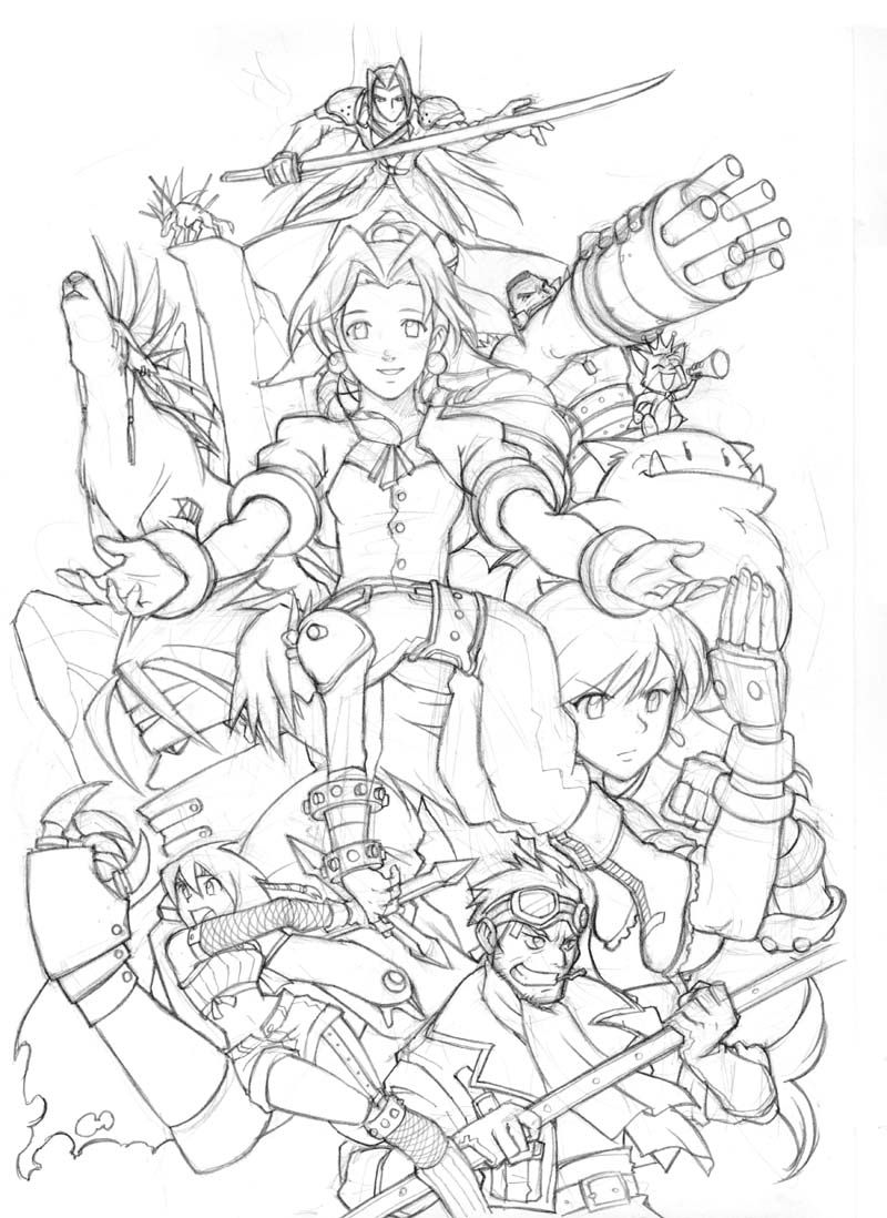 800x1098 Final Fantasy Vii Team Artes Para Colorir Final