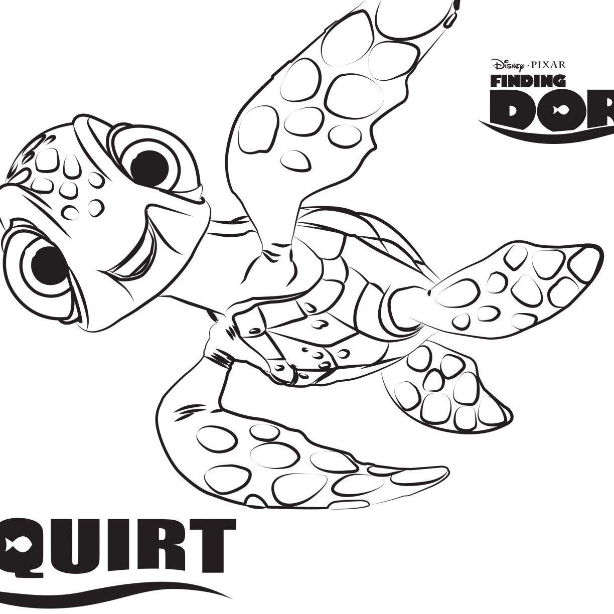 1224x1224 Disneys Squirt Finding Dory Coloring Pages Sheet Free Disney