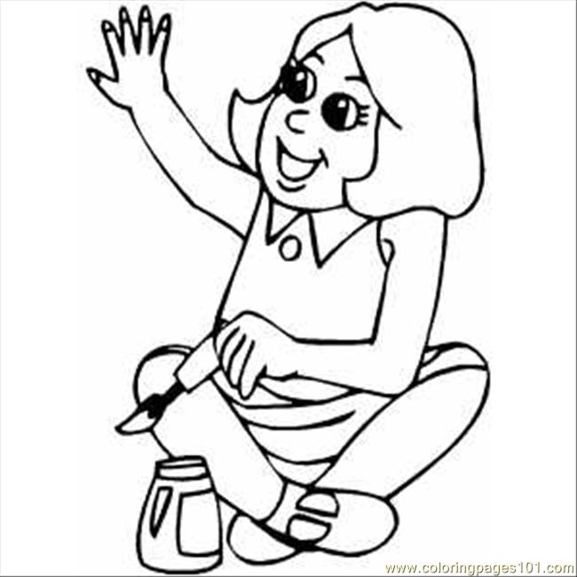 650x650 Girl Painting Fingernail Coloring Page
