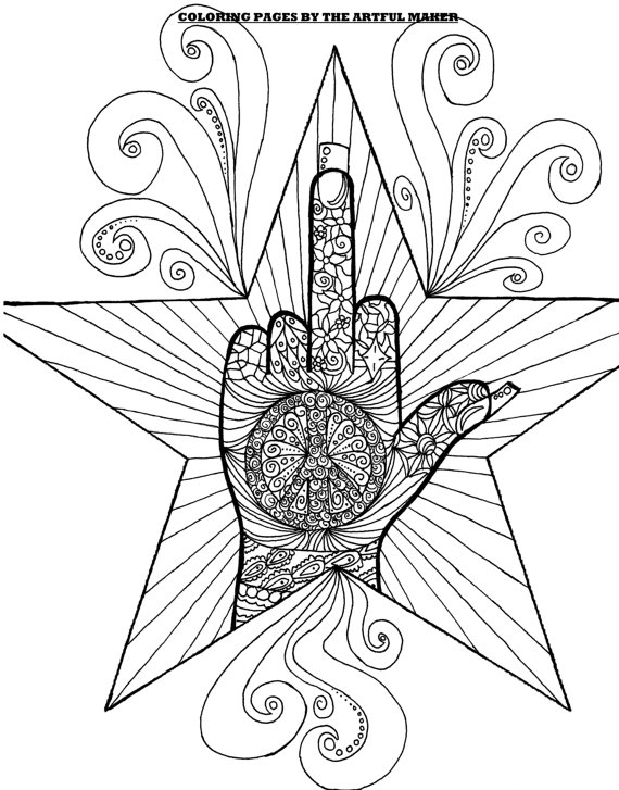 Middle Finger Adult Coloring Page By The Artful Maker 570x727 Middle Finger Adult Coloring Page By The Artful Maker
