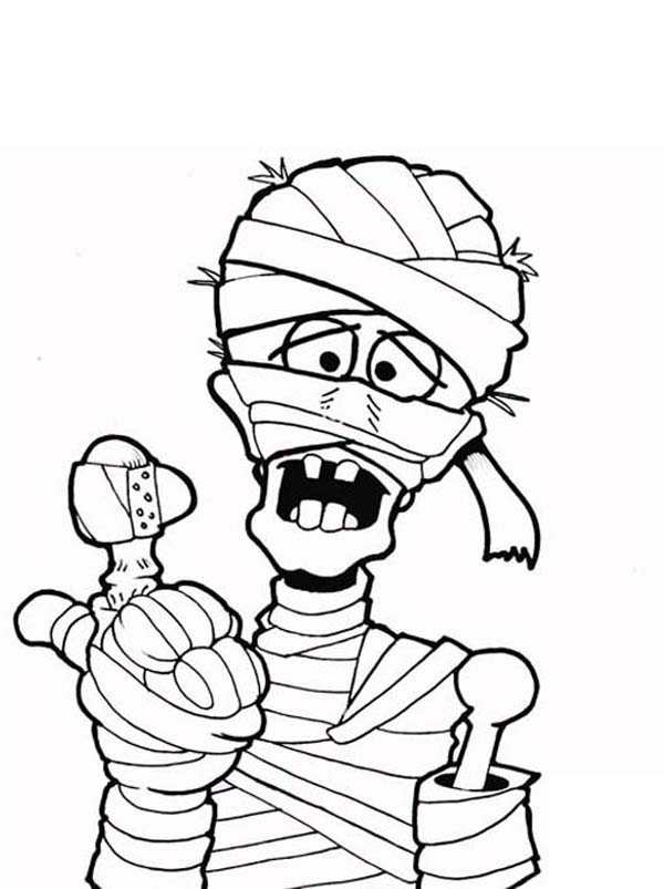 Mummy Can Still Hurting His Finger Funny Coloring Page 600x803 Mummy Can Still Hurting His Finger Funny Coloring Page