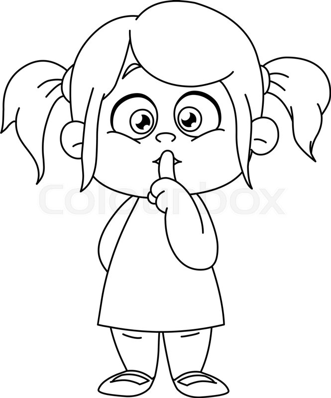 Outlined Young Girl With Finger On Lips Making The Silence Sign 665x800 Outlined Young Girl With Finger On Lips Making The Silence Sign