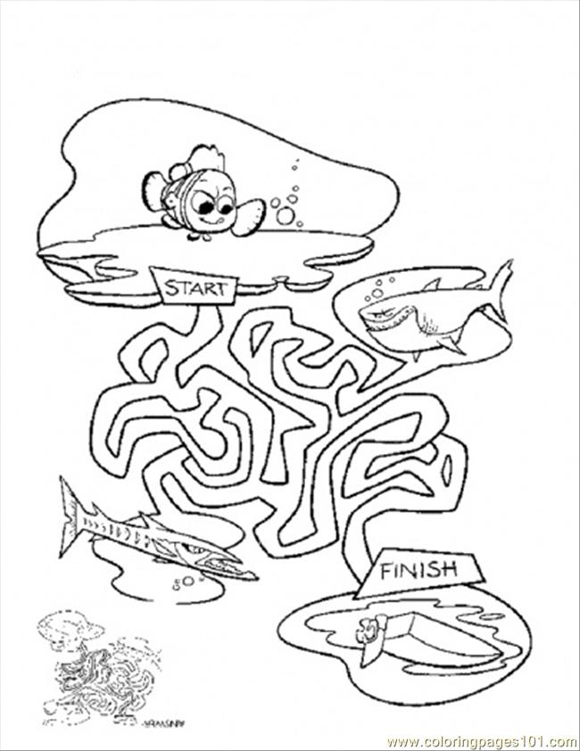 Nemo Maze Coloring Page 650x842 Nemo Maze Coloring Page
