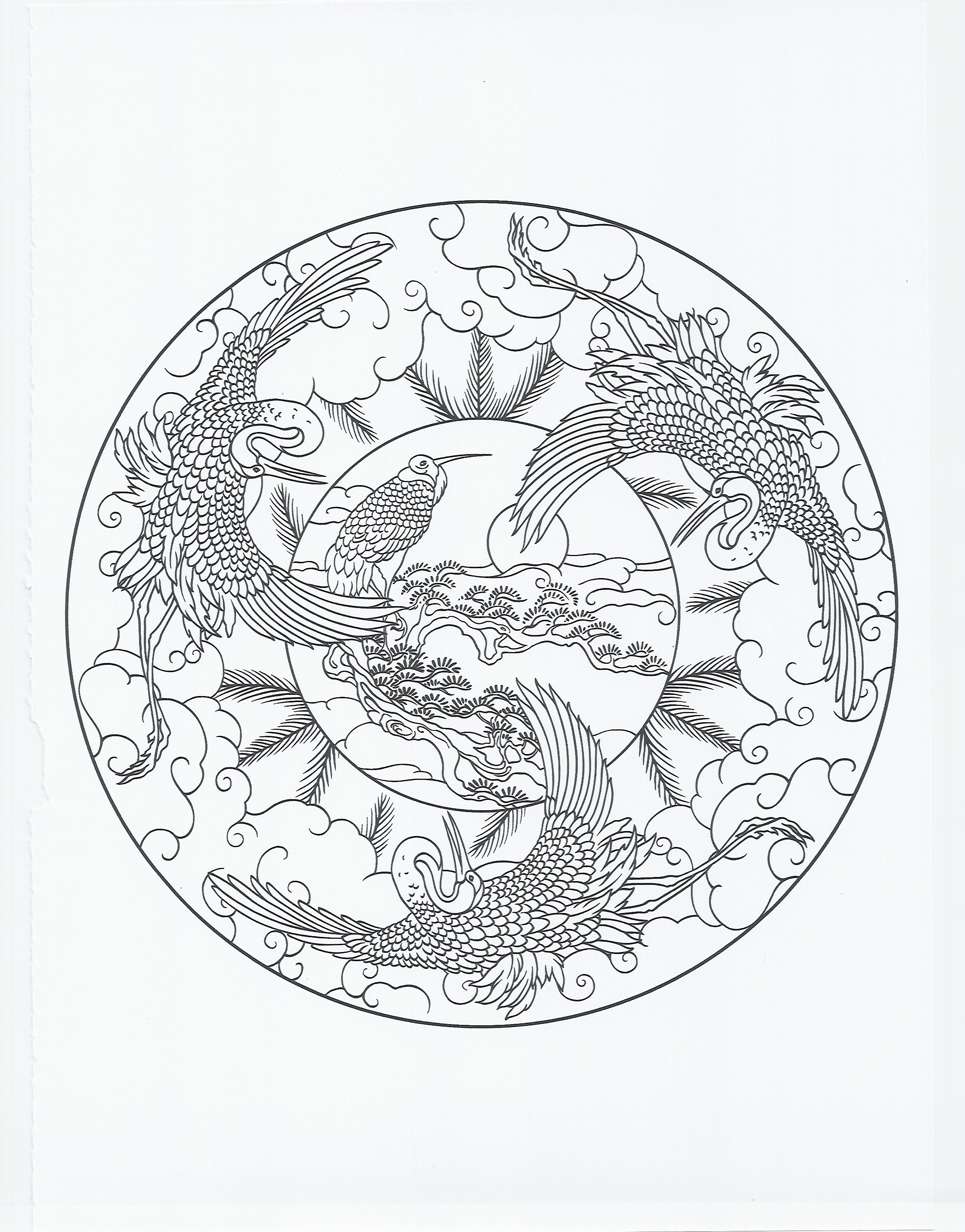 2544x3248 Animal Mandala Crane Coloring Pages Collection
