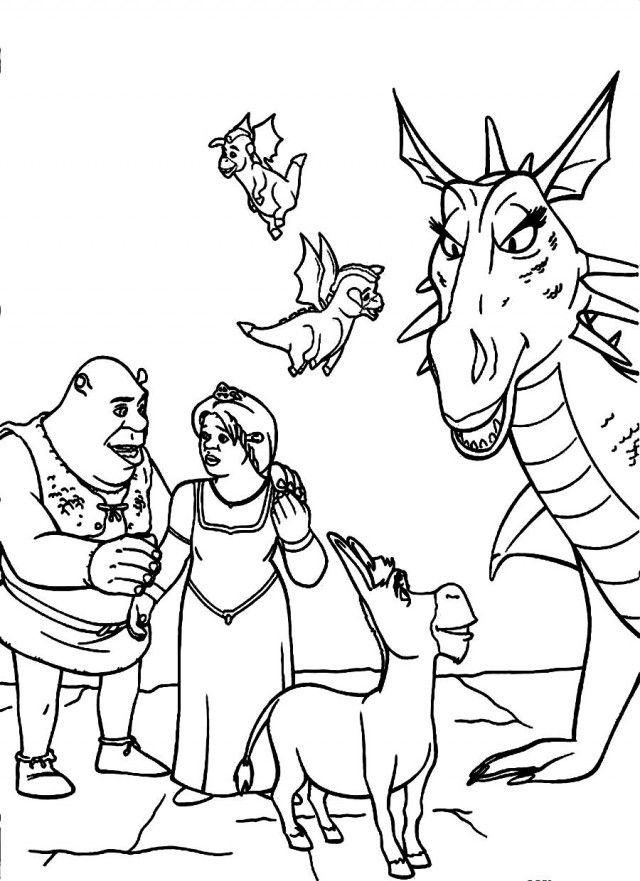 Download Shrek Fiona And Donkey Family Coloring Pages Or Print 640x881 Download Shrek Fiona And Donkey Family Coloring Pages Or Print