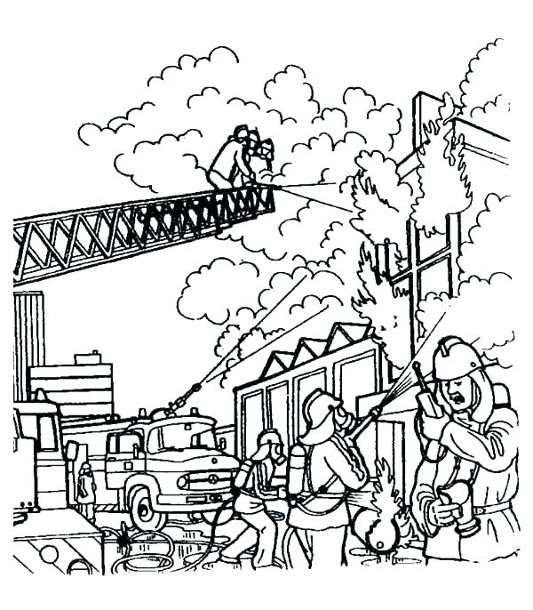 600x686 Fire Station Coloring Page Fireman Fire Department Colouring Pages