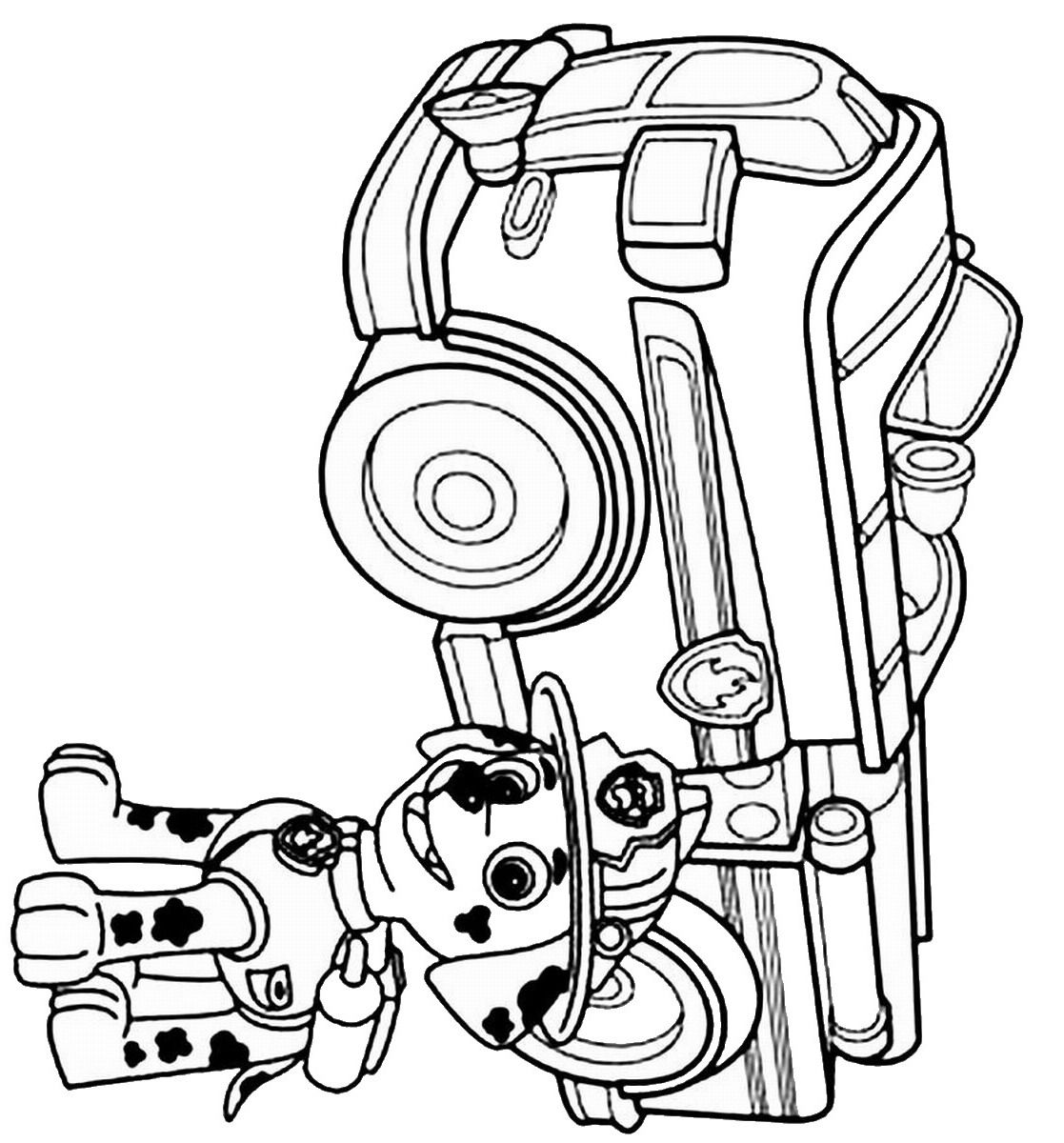 Marshall With His Firetruck Coloring Page Paw Patrol Coloring 1117x1200 Marshall With His Firetruck Coloring Page Paw Patrol Coloring