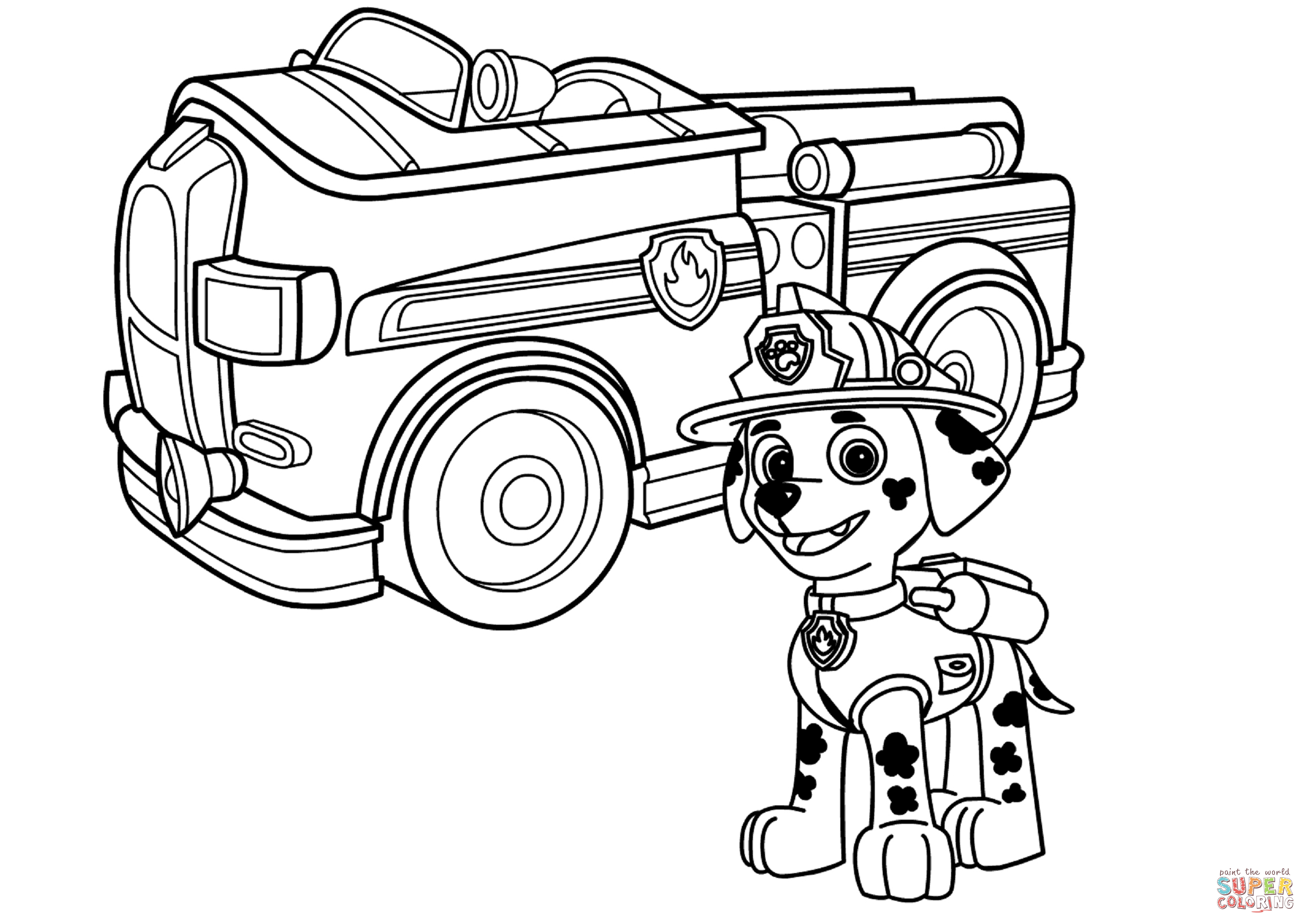 2465x1744 Coloring Page Fire Truck 3
