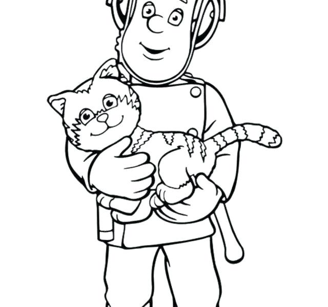 And Cat Coloring Pages Fireman Saved Cat Coloring Page Free 640x600 And Cat Coloring Pages Fireman Saved Cat Coloring Page Free