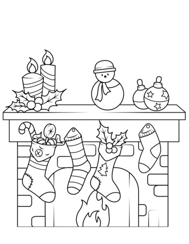 Christmas Fireplace Coloring Page Free Printable Pages Stuning 371x480 Christmas Fireplace Coloring Page Free Printable Pages Stuning
