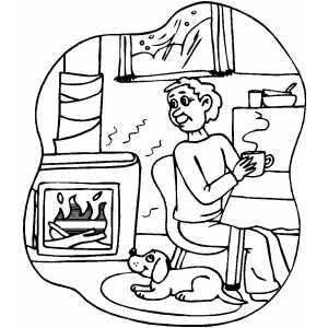 Sitting By The Fireplace Coloring Page 300x300 Sitting By The Fireplace Coloring Page