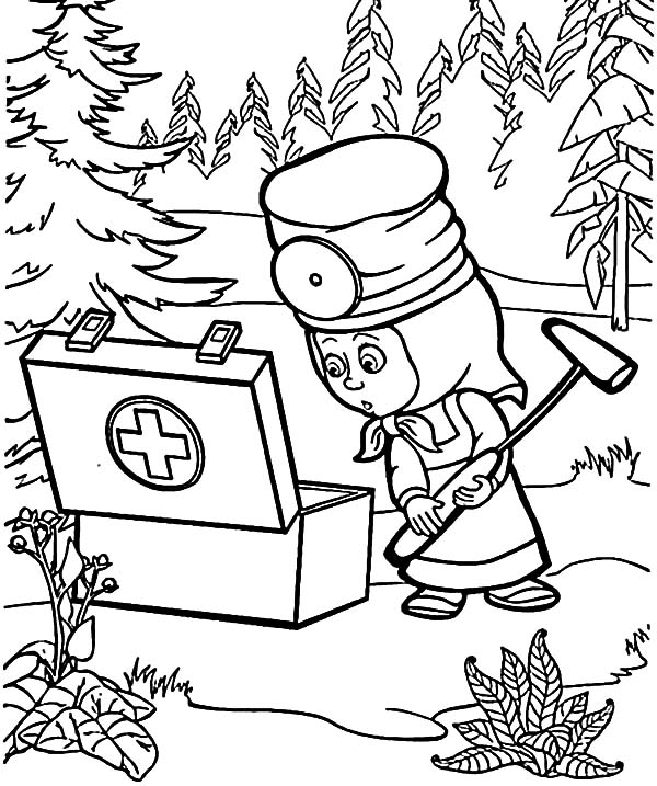 Masha And The Bear First Aid Kit Coloring Pages Color Luna 600x717 Masha And The Bear First Aid Kit Coloring Pages Color Luna