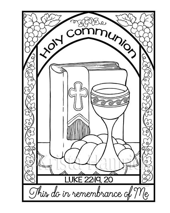 570x713 Holy Communion Coloring Page In Two Sizes 8.5x11, Bible