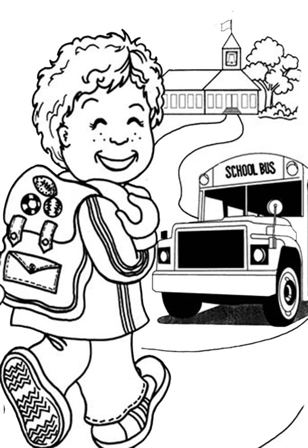 A Happy Little Boy On First Day Of School Coloring Page 600x874 A Happy Little Boy On First Day Of School Coloring Page