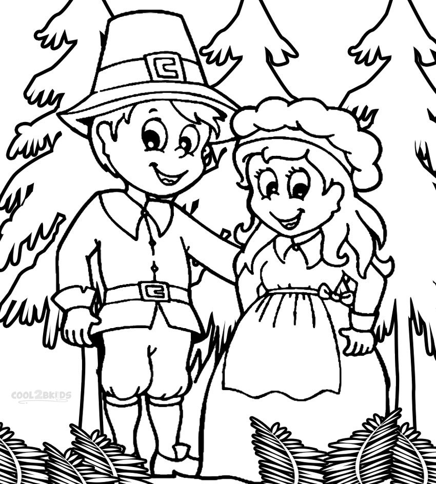 850x944 Thanksgiving Pilgrims Coloring Page