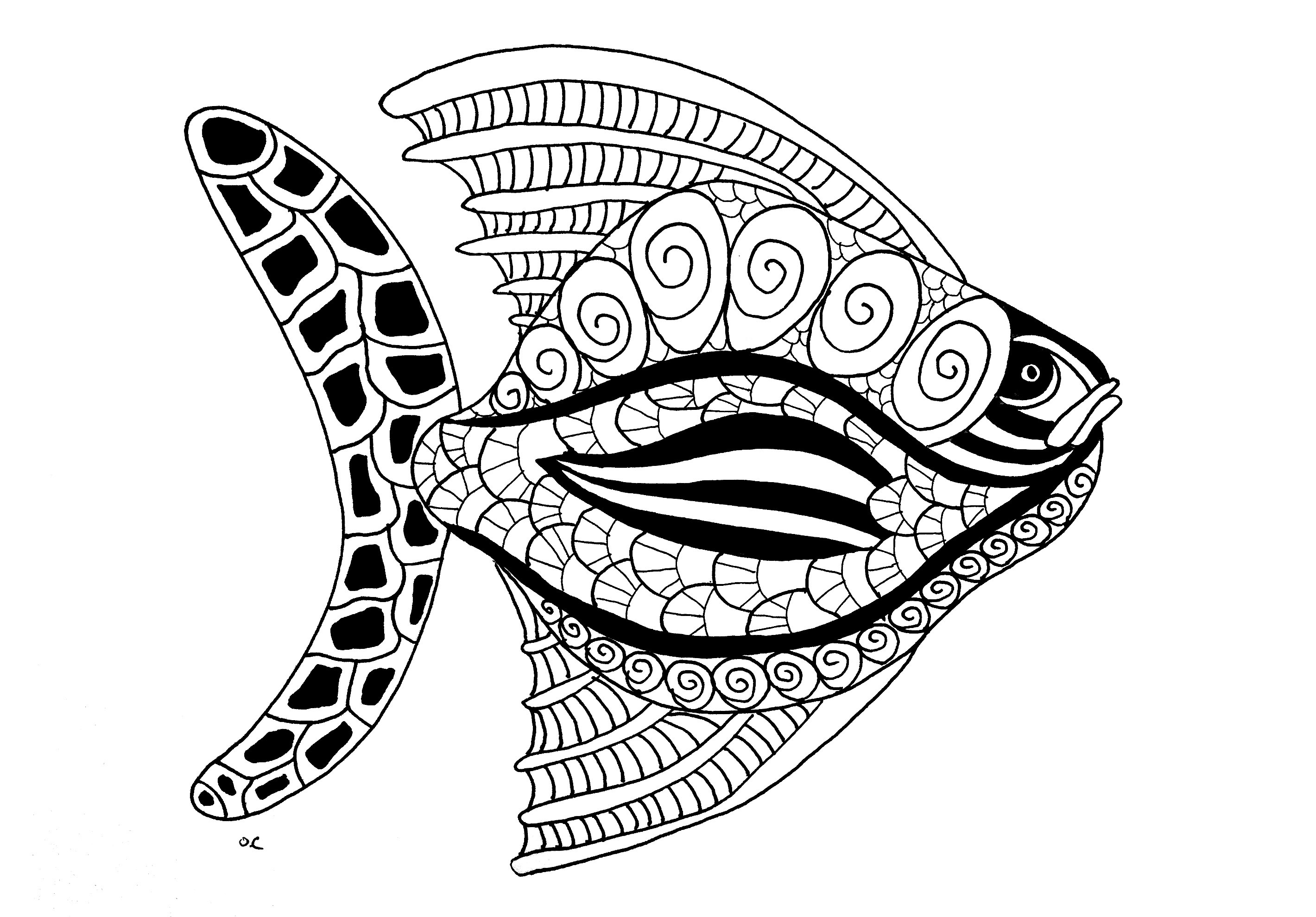 2840x1980 Fish Zentangle Step 2