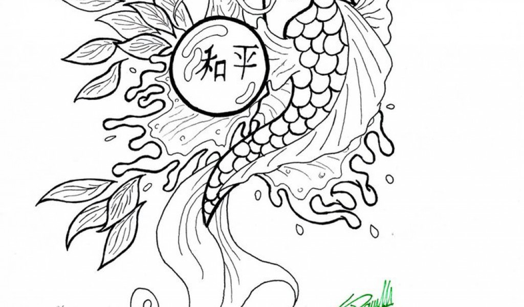 1024x600 Koi Fish Coloring Pages