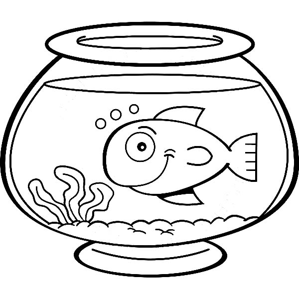 Smiling Fish In Fish Bowl Coloring Page 600x600 Smiling Fish In Fish Bowl Coloring Page