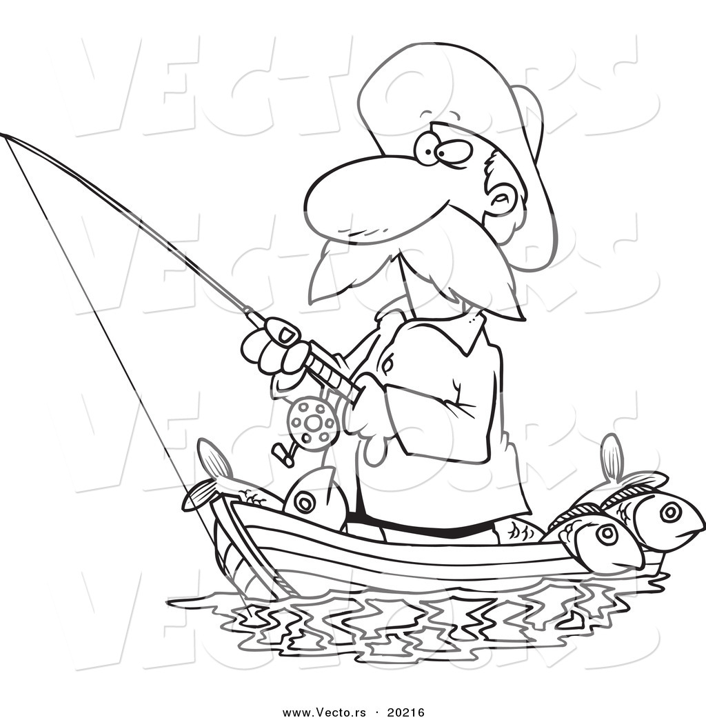 Vector Of A Cartoon Fisherman Standing In His Boat 1024x1044 Vector Of A Cartoon Fisherman Standing In His Boat
