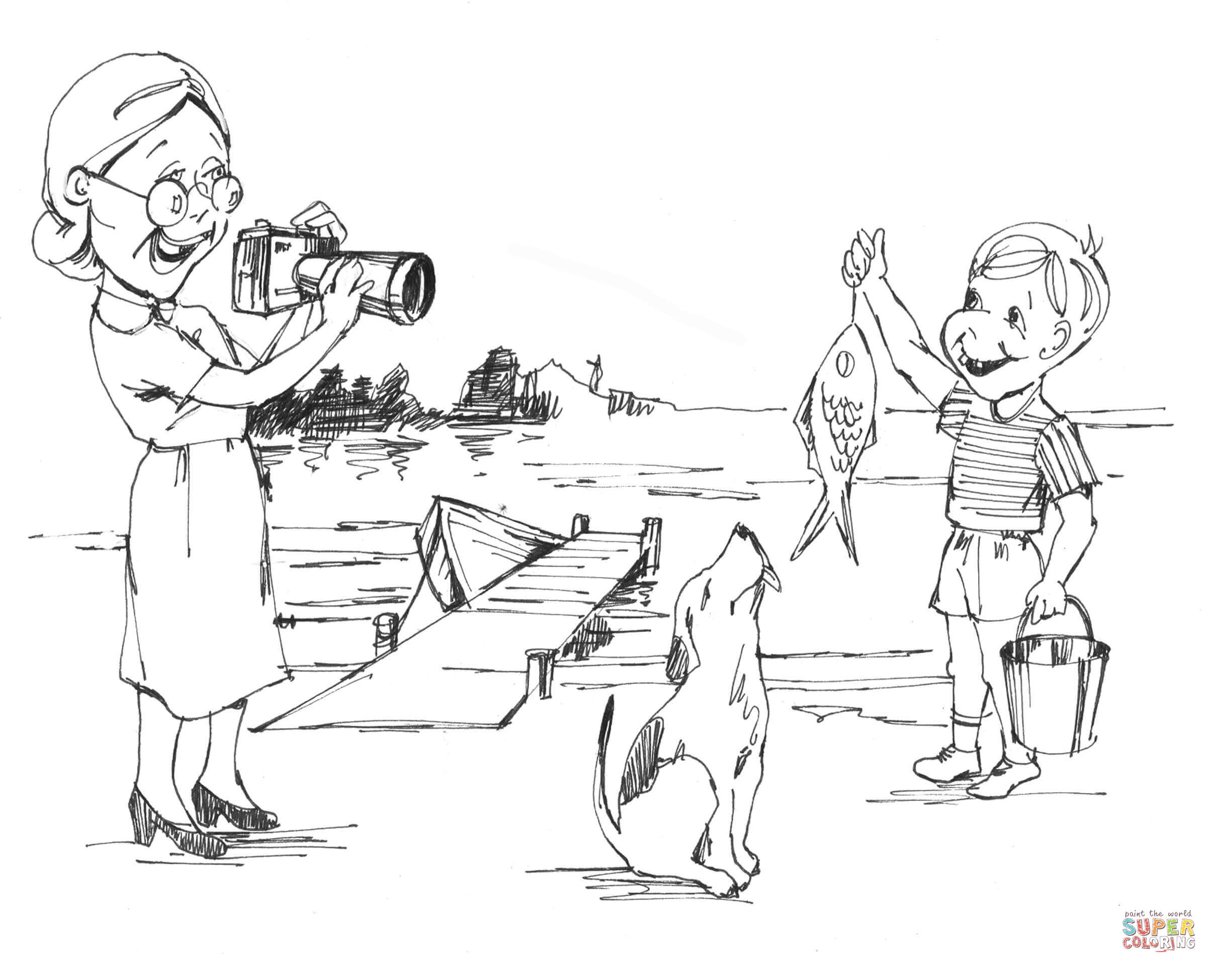 2400x1914 Fishinging Pages Free Little Boy Printable Boat Colouring Fly Kids