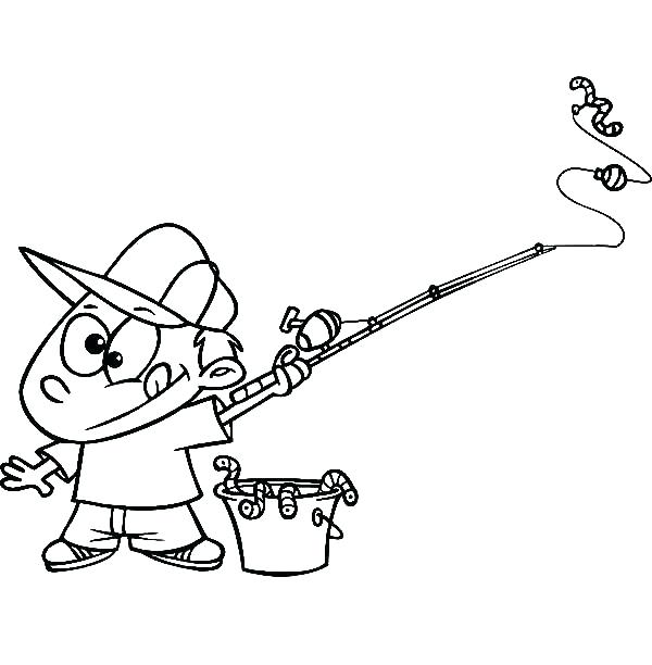 Coloring Fishing Pole Coloring Page Boy With A Bucket Of Worms 600x612 Coloring Fishing Pole Coloring Page Boy With A Bucket Of Worms