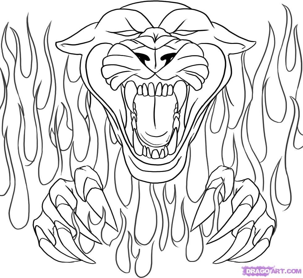 980x899 Drawing Flames Coloring Pages Panthers School