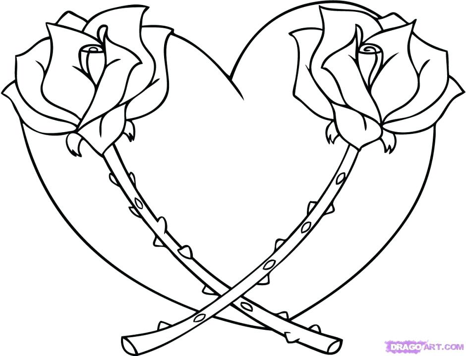 940x719 Coloring Pages Heart Coloring Pages Of Flowers And Hearts Heart