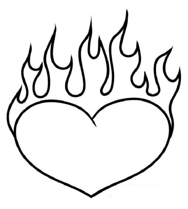 618x687 Best Flames Heart Coloring Pages Free 1861 Printable