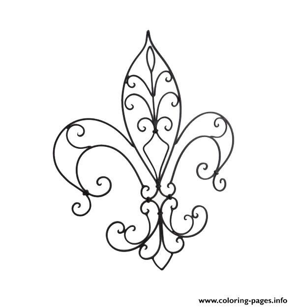 600x625 Wall Hanging Metal Fleur De Lis Coloring Pages Printable