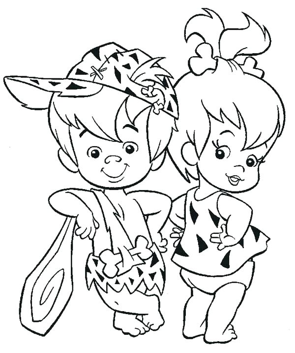Flintstones Coloring Pages Coloring Pages Pebbles And Ruble Posing 600x717 Flintstones Coloring Pages Coloring Pages Pebbles And Ruble Posing