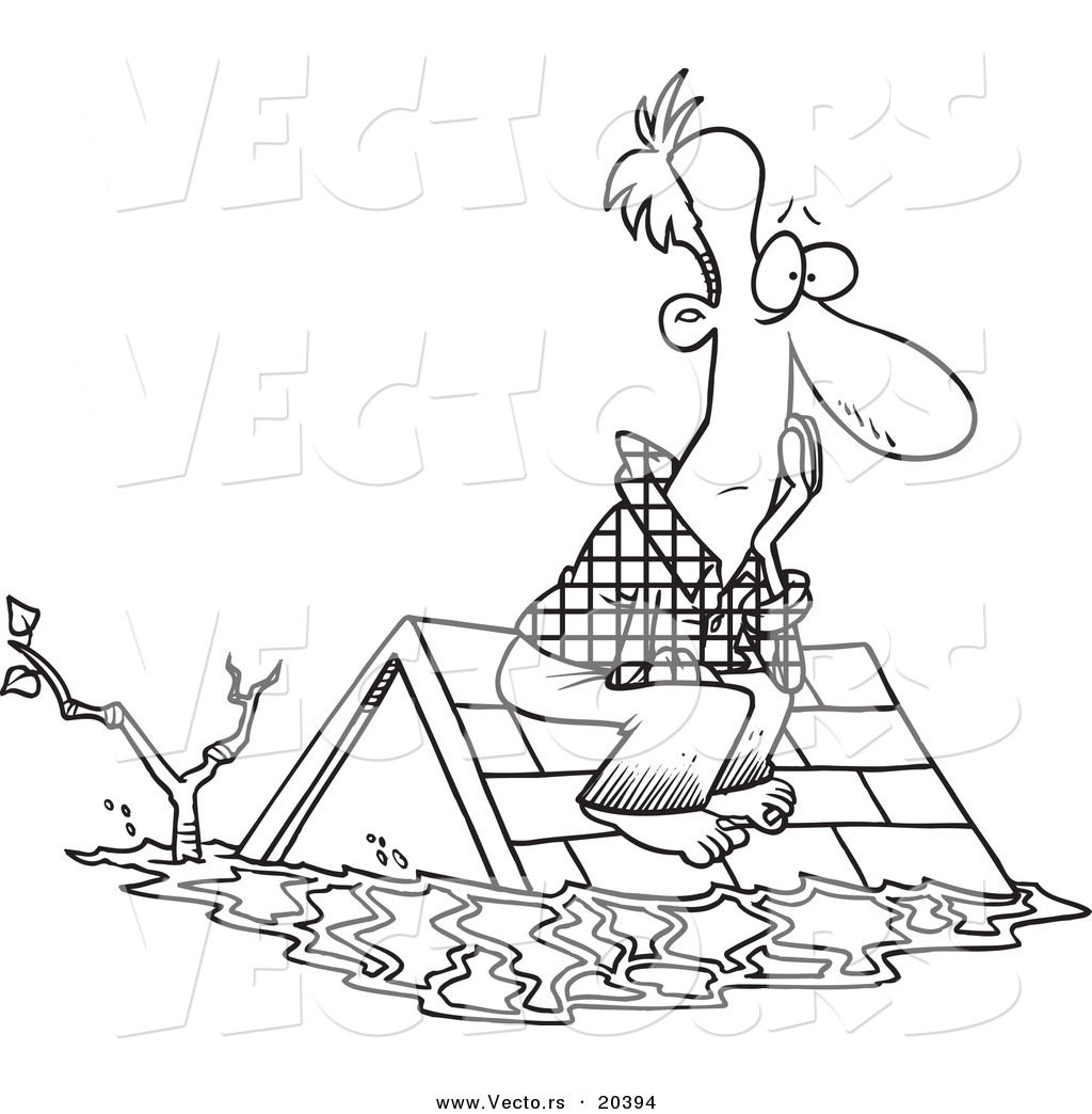 Vector Of A Cartoon Flood Survivor Sittin On His Roof 1024x1044 Vector Of A Cartoon Flood Survivor Sittin On His Roof