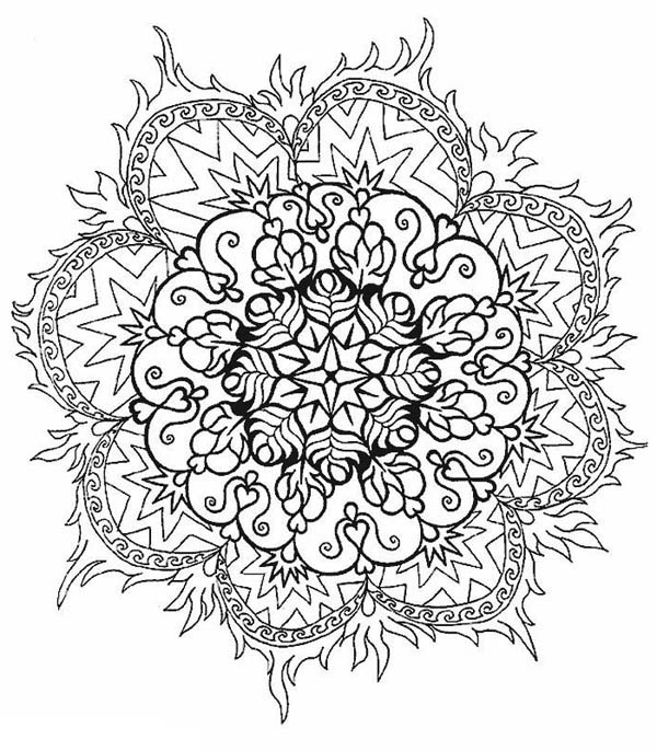 Floral Mandala Coloring Page Blank By Thaneeya Adult With Flower 600x686 Floral Mandala Coloring Page Blank By Thaneeya Adult With Flower