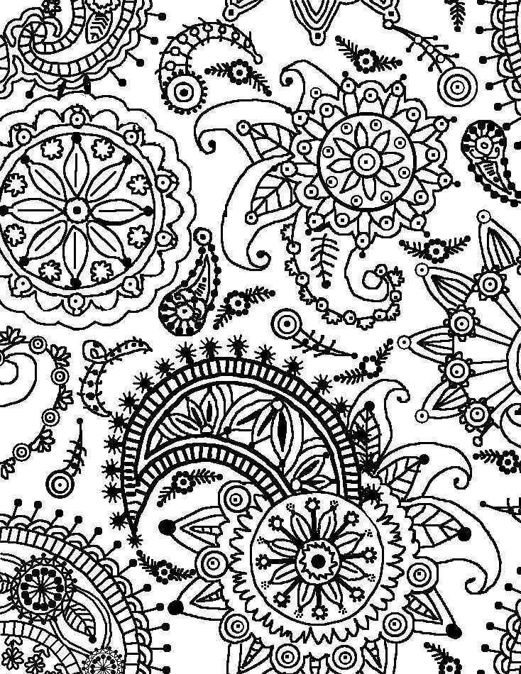 Coloring Page World Paisley Flower Pattern (Portrait) Art 734x950 Coloring Page World Paisley Flower Pattern (Portrait) Art