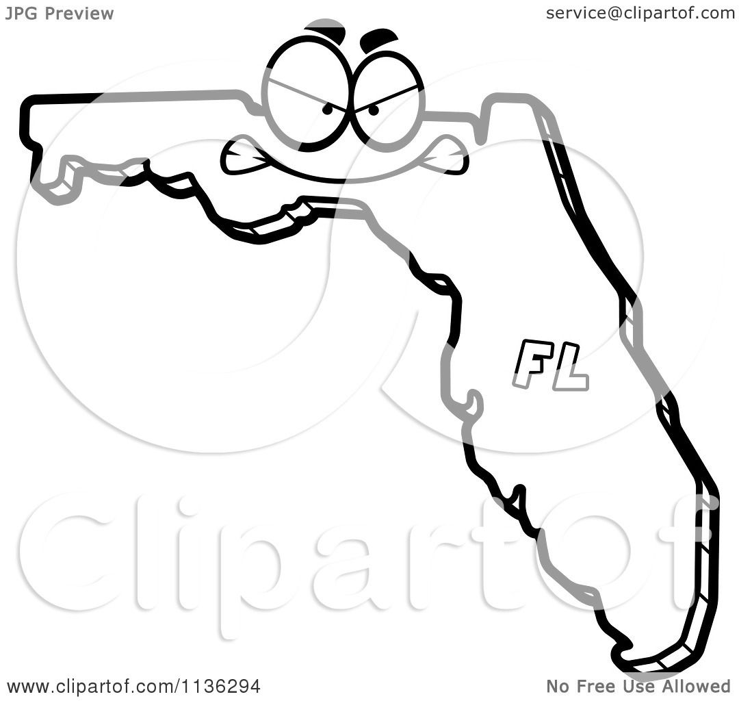 Cartoon Clipart Of An Outlined Mad Florida State Character 1080x1024 Cartoon Clipart Of An Outlined Mad Florida State Character