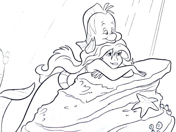 667x500 Flounder And Coloring Pages Ariel And Flounder Colouring Pages