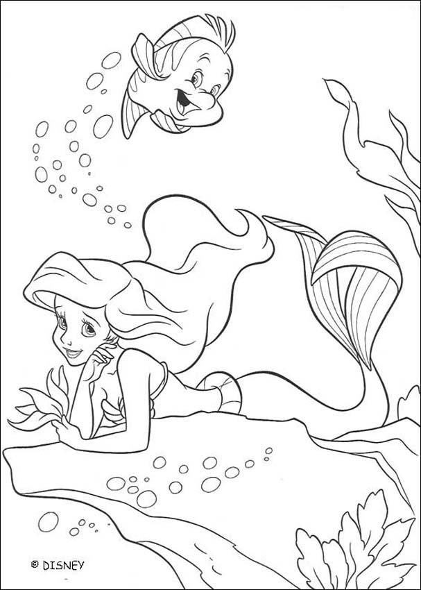 607x850 Flounder And Ariel Coloring Pages