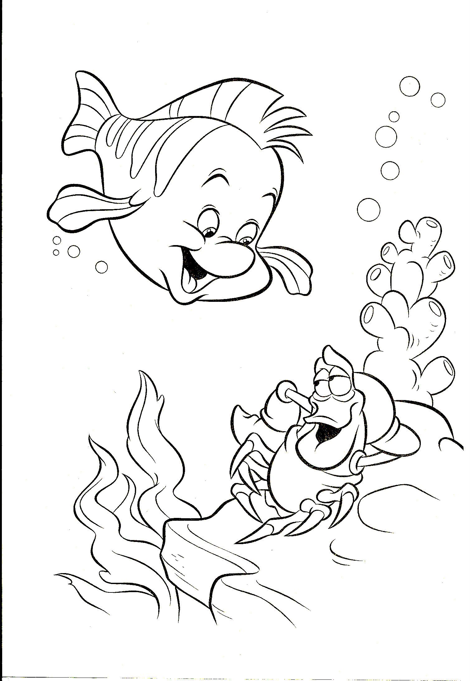 1509x2184 Sebastian Coloring Pages Flounder And Calms Me Needle