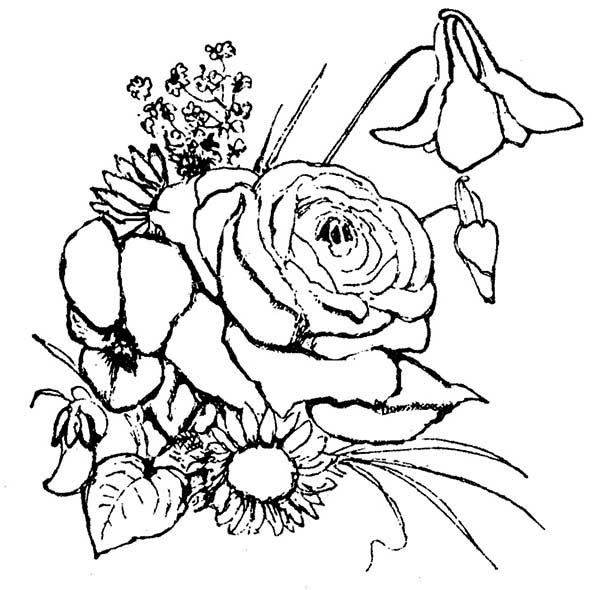 Flower Arrangement Coloring Page 600x590 Flower Arrangement Coloring Page